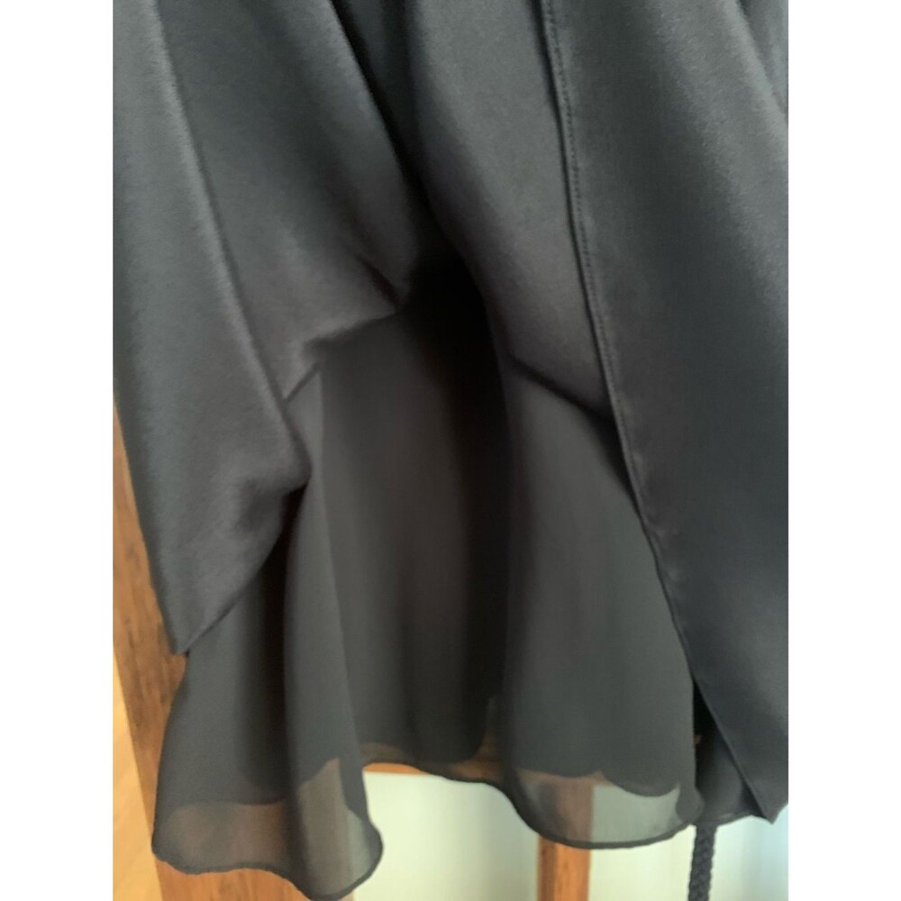 NWT Lafayette 148 NY Organic Silk Stretch Georgette V-Neck Dress Black Size 18 - Picture 4 of 9
